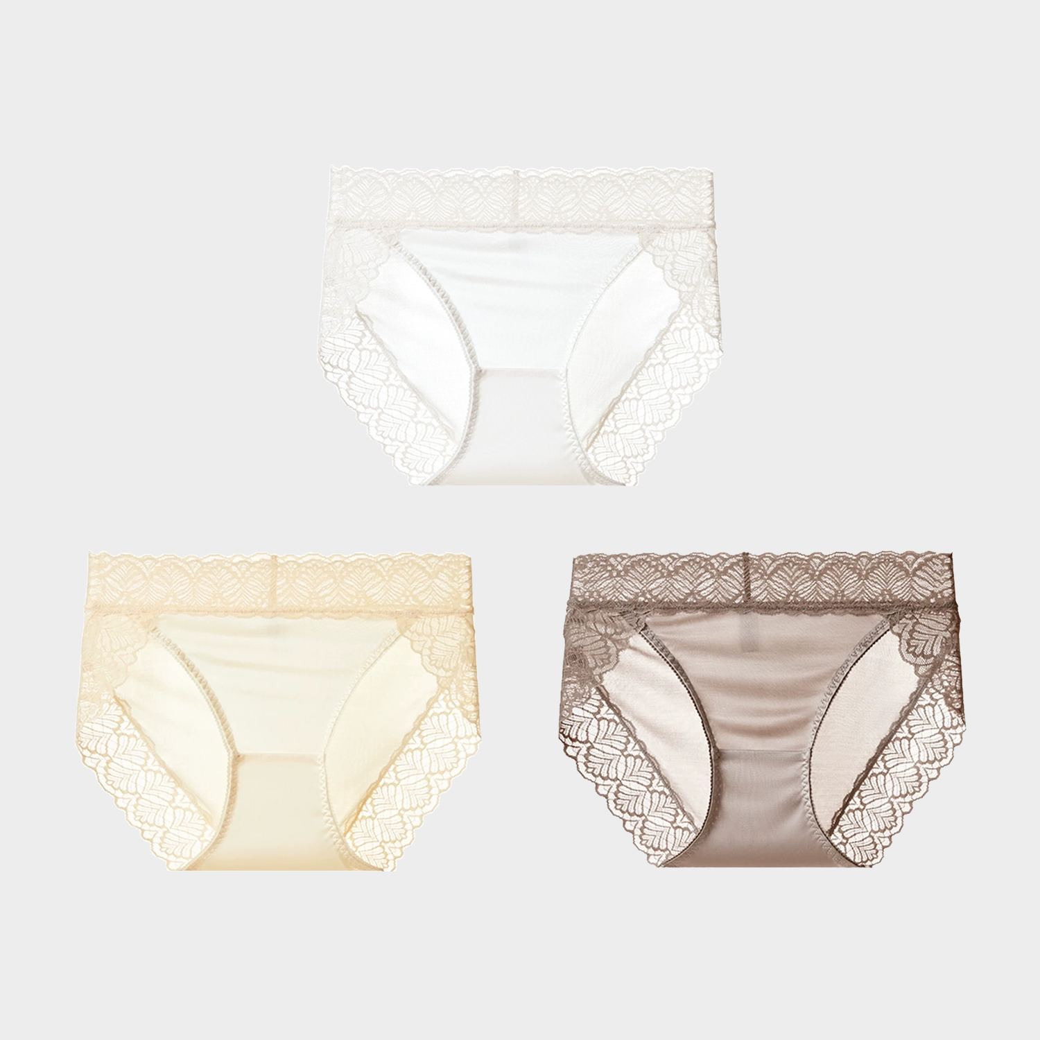 Ethereal Silk Lace Panties Middle Waist 3-Pack REAL SILK LIFE