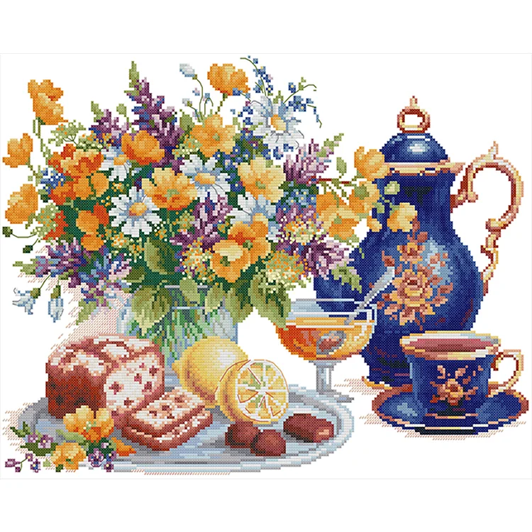 Joy Sunday Afternoon Tea - Printed Cross Stitch 14CT 46*36CM