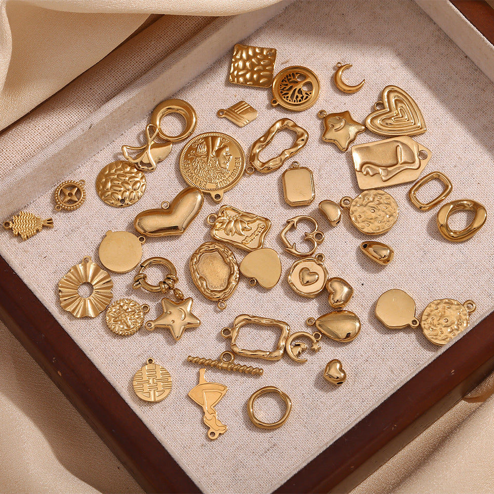 5 Pieces Fashion Irregular Heart Stainless Steel 18K Gold Plated Jewelry Making