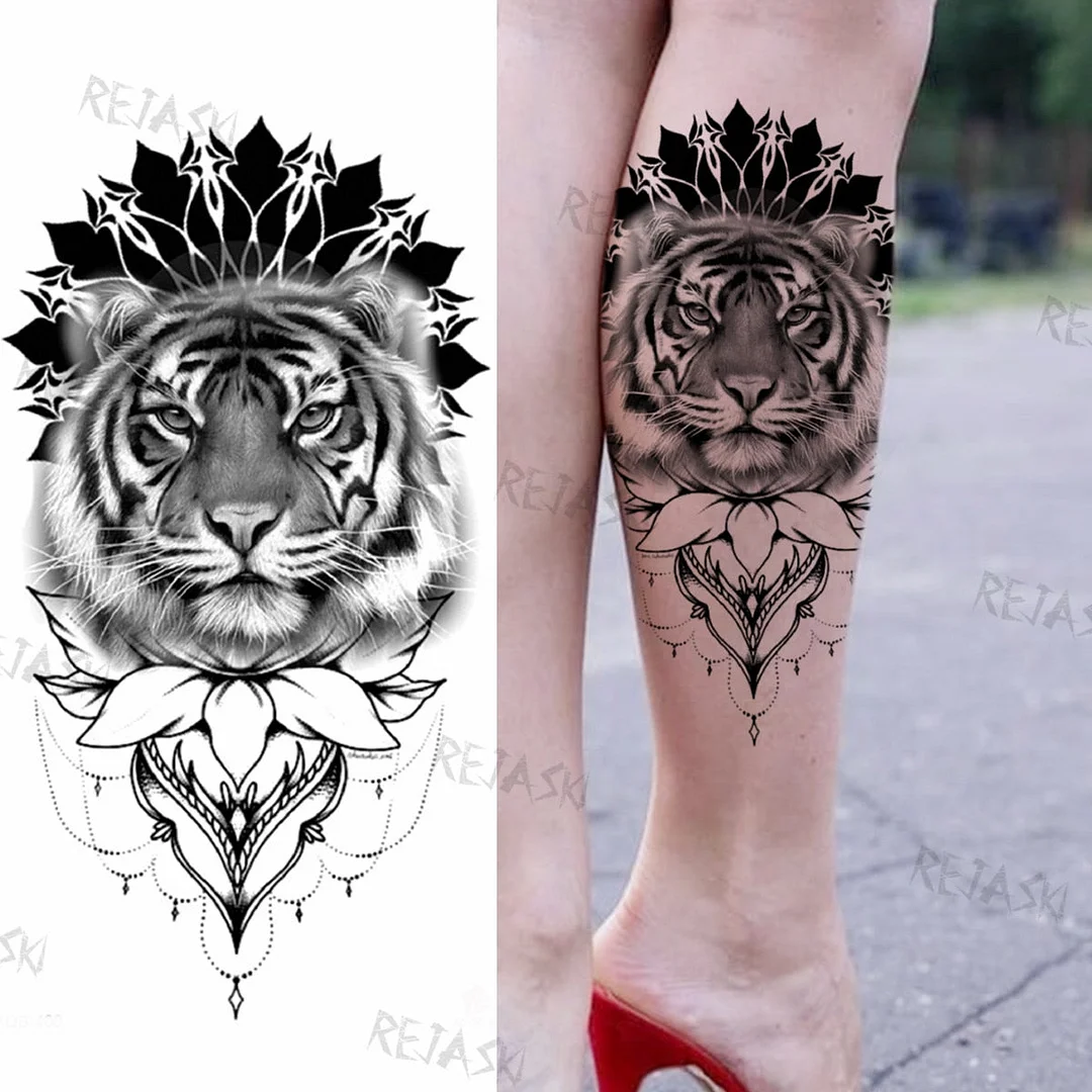 Gangster Wolf Temporary Tattoo For Women Men Death Skull Fake Tattoos Sticker DIY Harajuku Mermaid Waterproof Tatoo Body Art Arm