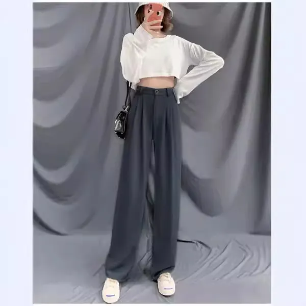 Brownm Brownm Autumn Dress New High Waist Loose Hanging Feeling Straight Pants Show Thin Pants Drop Feeling Suit Pants Ins Floor Pants Tide