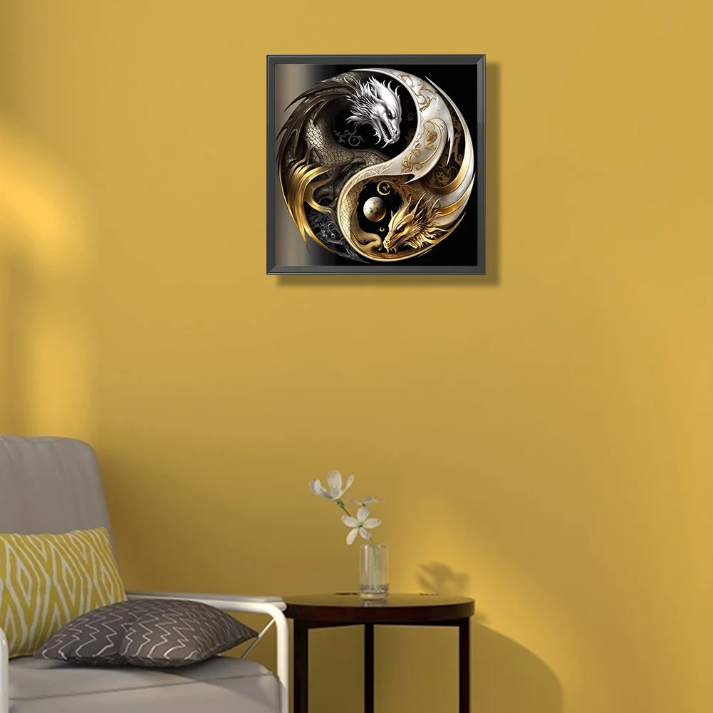 Diamond Painting - Full Round Drill - Yin Yang Dragon(30*30cm)