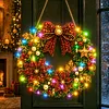 DIY Christmas Bow Wreath with LED Lights - Pearl Diamond Painting Pendant Kit (Single-Sided)