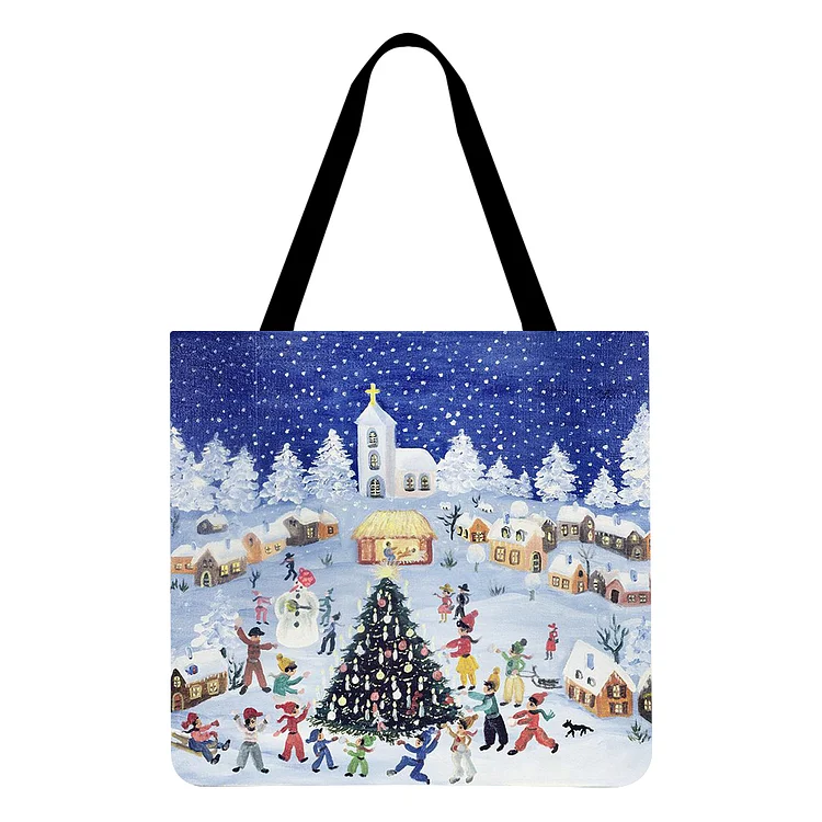 【ONLY 3pcs Left】Christmas Snow Scenery - Linen Tote Bag