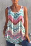 Plus Size Chevron Print Wide Strap Tank Top