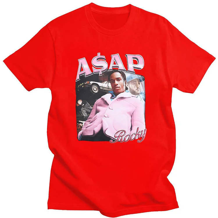 Hip Hop ASAP Rocky Portrait Graphic Aesthetics T-shirts Cotton Short Sleeve Loose Casual T-Shirt at Hiphopee