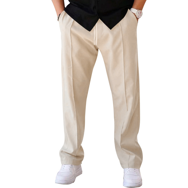 Hedirax fall hiking outfits for women Oversized Men Wide Leg Loose Pants Casual Summer Male High Elastic Waist Pocket Solid Full Trousers CBFS-YY133-C