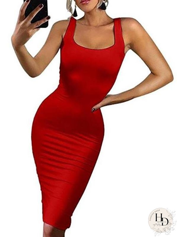 Casual Summer Sleeveless Maxi Bodycon Tank Dress for Women