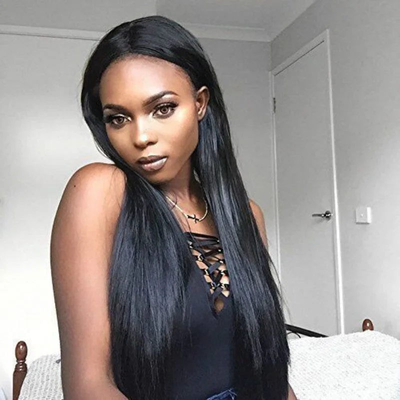 Long Hair African Fashion Natural Black Chemical Fiber Wigs
