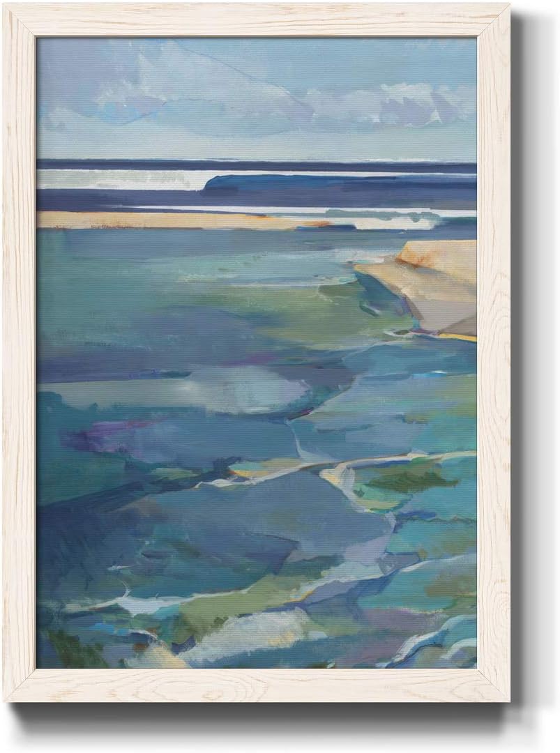 Renditions Gallery Wall Dcor, Livingroom Wall Art,Beach, Nautical, Scandanavian, Latin, Breakwater- White Framed Canvas - 20X24 20X24
