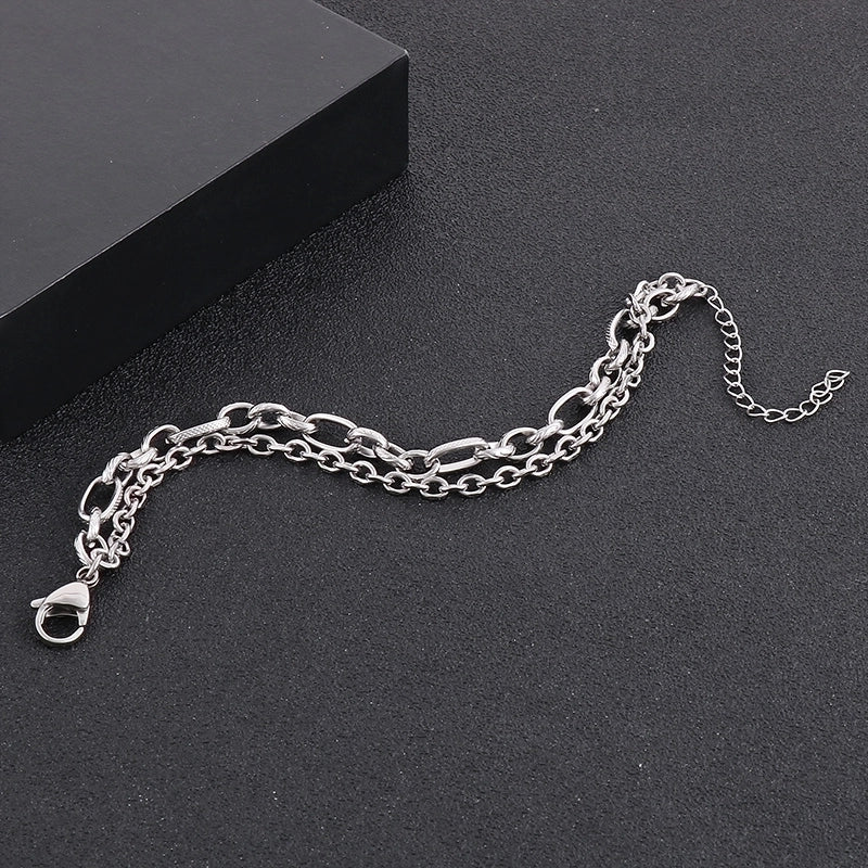 Hip-hop Solid Color Titanium Steel Men’s Bracelets