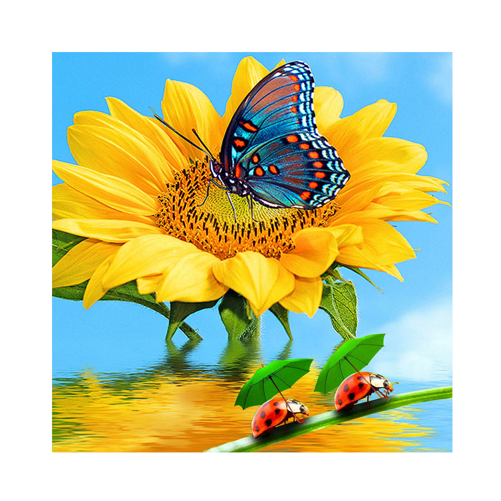 

Butterfly Sunflower - Round Drill Diamond Painting - 30*30CM, 501 Original
