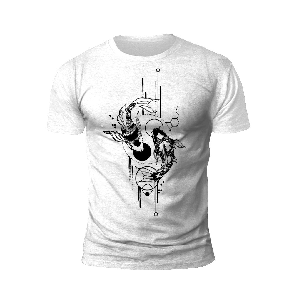 Swimming in Balance: Koi Fish and Yin Yang T-Shirt