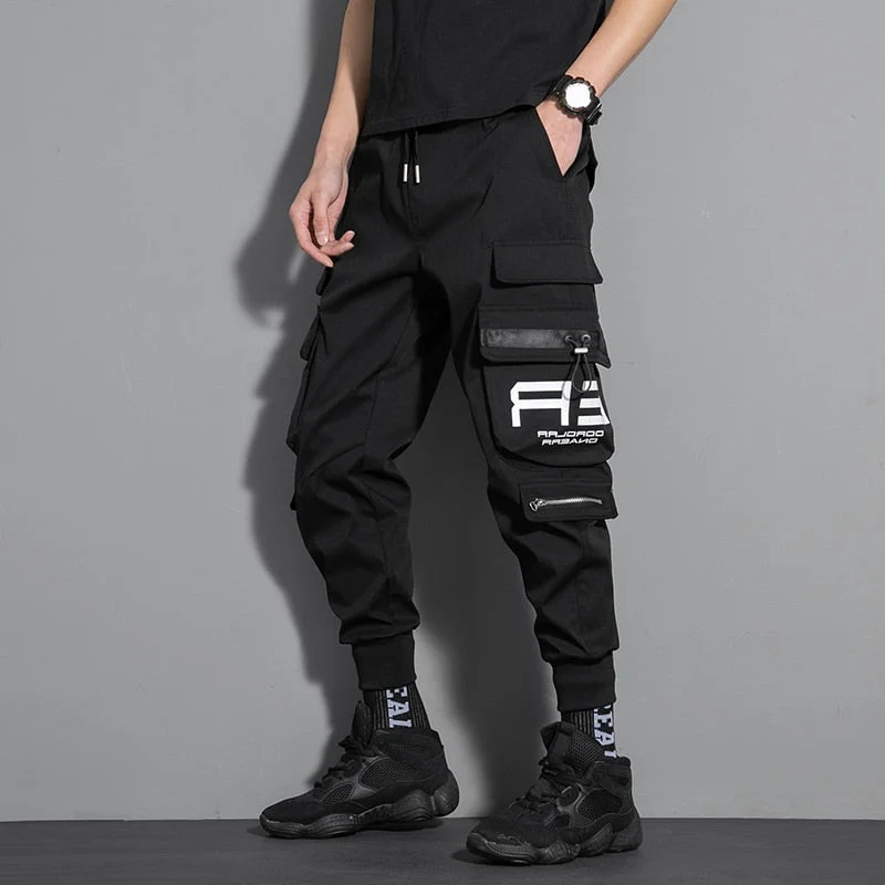 Streetwear Men's Harem Pants Side Pockets Ankle-Length Pants Men 2021 Fashion Cargo Pants Trousers Harajuku Joggers Trousers