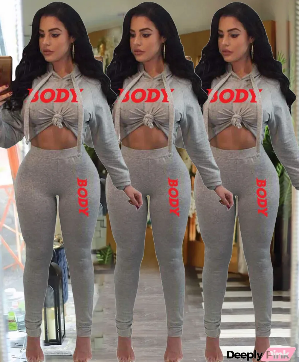 Fashion Letter Embroidered Solid Color Hooded Two-Piece Set