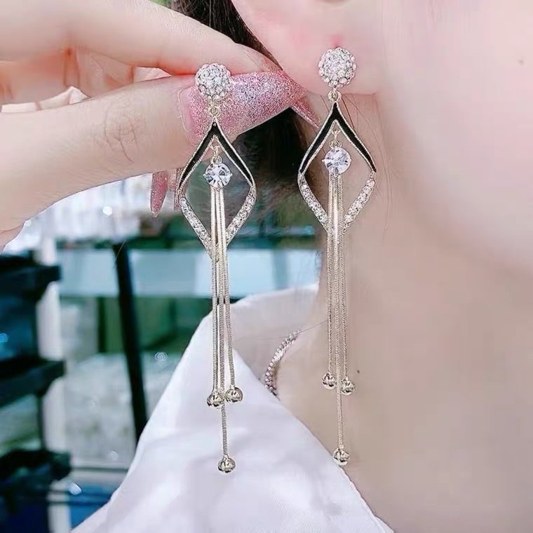 Geometric Tassel Drop Earrings