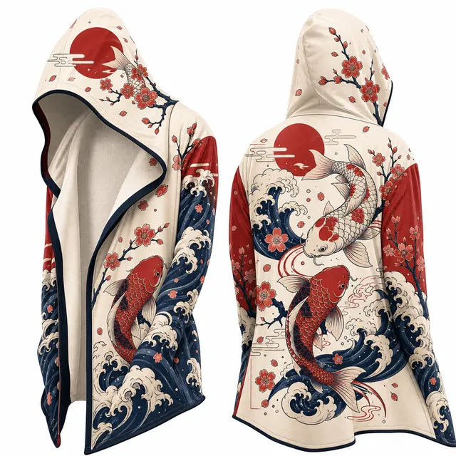Techwear Japanese Lucky Cat Hooded Cloak Jacket