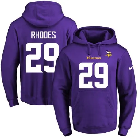 Vikings #29 Xavier Rhodes Purple Name & Number Pullover NFL Hoodie