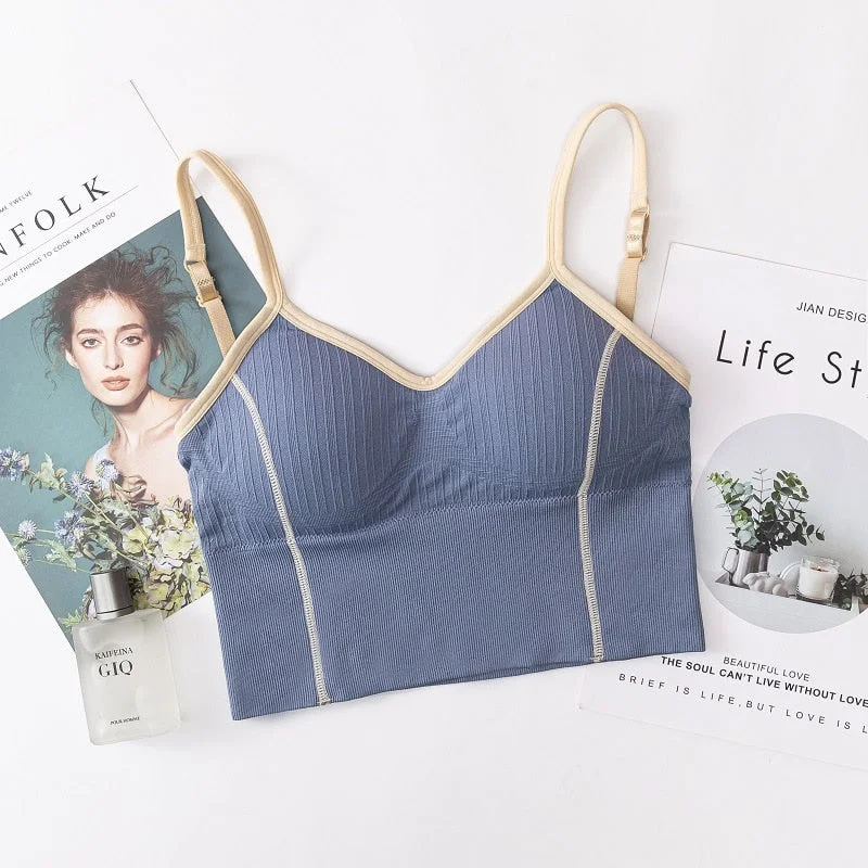 Women's Fashion Top Tube Top Bra Women's Cotton Underwear Seamless Breathable Bra Solid Color Ladies Soft Tank Up Sexy Lingerie