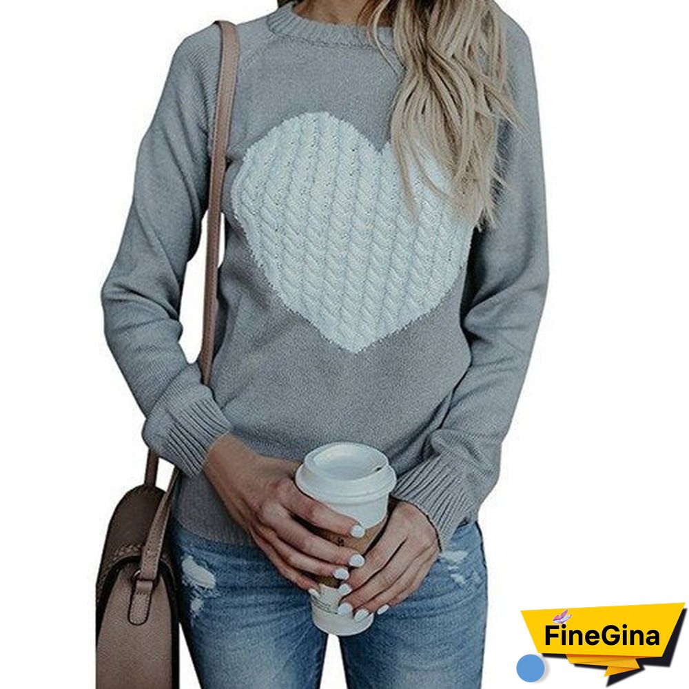 Oversized Sweaters For Women Fashion Autumn Winter Warm Women'S Jumper Loose Love Pattern Sweater Knitted Pullover Female
