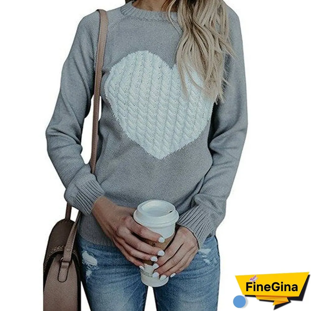 Oversized Sweaters For Women Fashion Autumn Winter Warm Women'S Jumper Loose Love Pattern Sweater Knitted Pullover Female