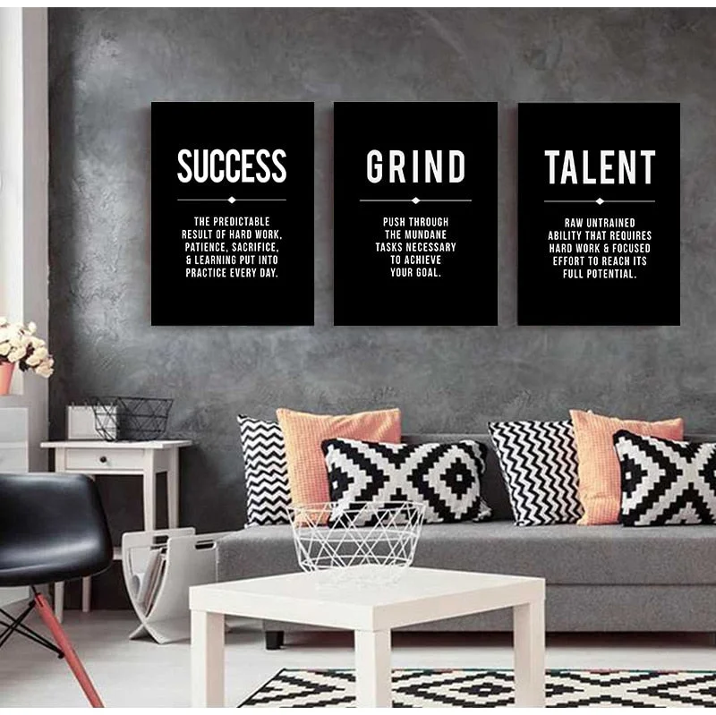 Grind Hustle Success Motivational Posters and Prints Office Decor Modern Art Entrepreneur Motivation Canvas Painting Pictures