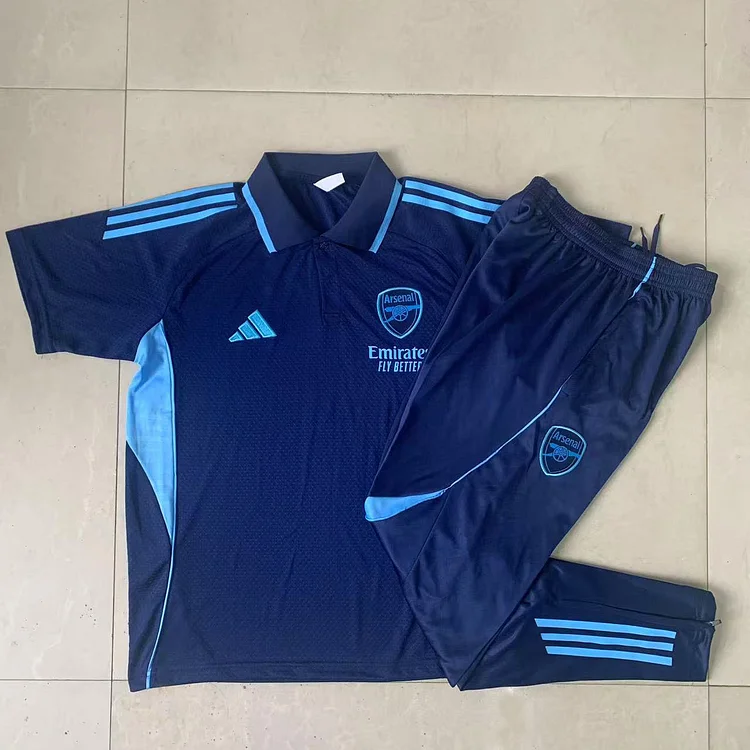 25/26 Arsenal Royal Blue POLO Shirt Set (Short Sleeve + Long Pants)