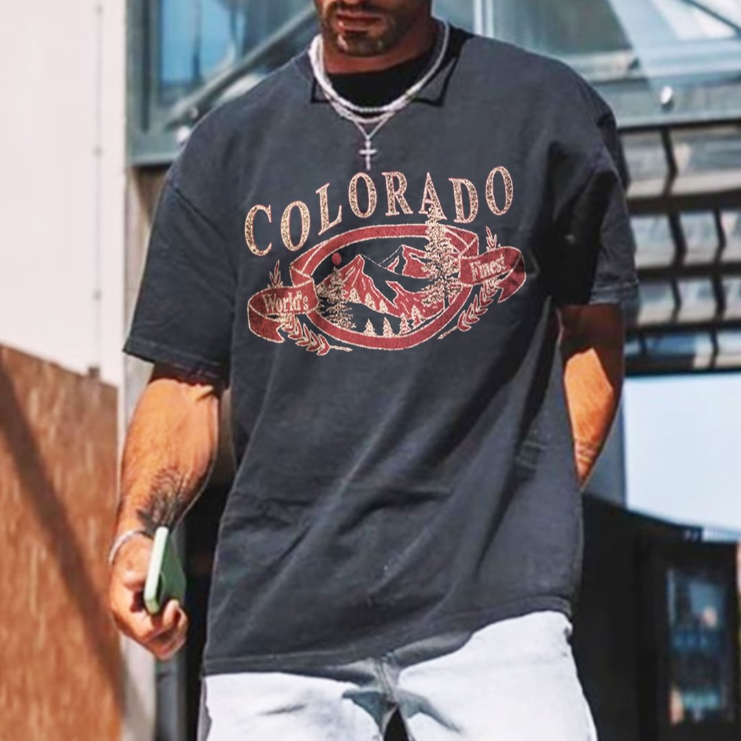 Retro Oversized COLORADO Men's T-shirt、、URBENIE