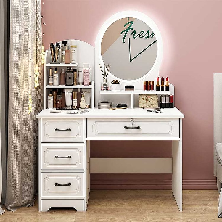 GLVEE Vintage White Dressing Table