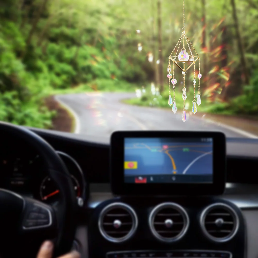 Crystal Windchimes Ornament Lighting Ball Home Hanging Pendant Decor (E)