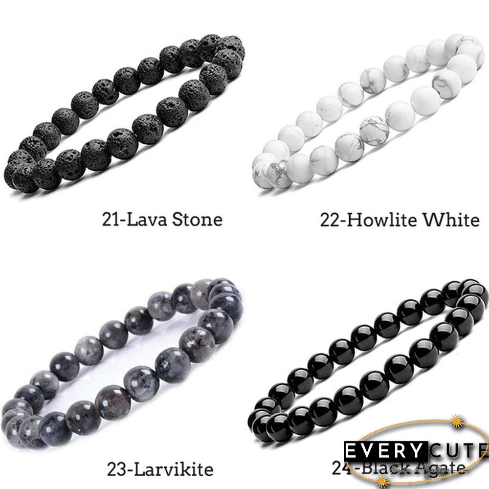 Natural Gemstone Round Beads 8mm Bracelets Apatite / Agate /amethyst /watermelon /Rose Quartz /Morgan Stone/malachite/Tiger Eye Fashion Bracelet 75 Styles