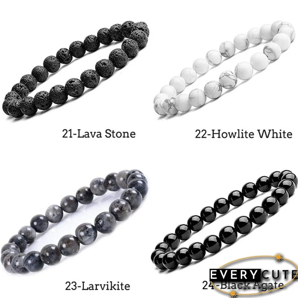 Natural Gemstone Round Beads 8mm Bracelets Apatite / Agate /amethyst /watermelon /Rose Quartz /Morgan Stone/malachite/Tiger Eye Fashion Bracelet 75 Styles