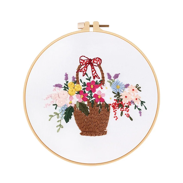 European Style Flower Basket Flowers Embroidery Starter Kits Ventyled