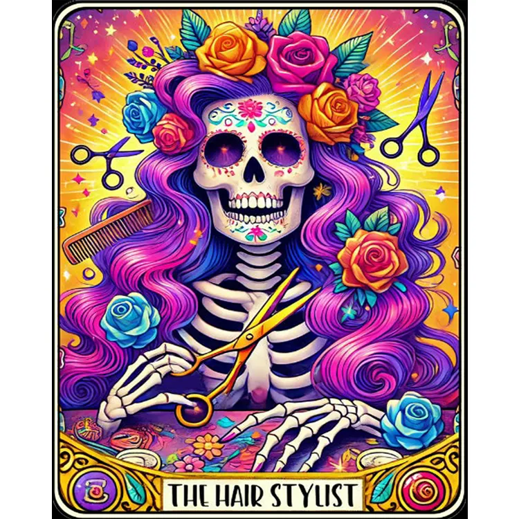 Barber Skull Tarot Card 40*50cm(canvas) Full Round Drill Diamond Painting(With Gift Box) gbfke