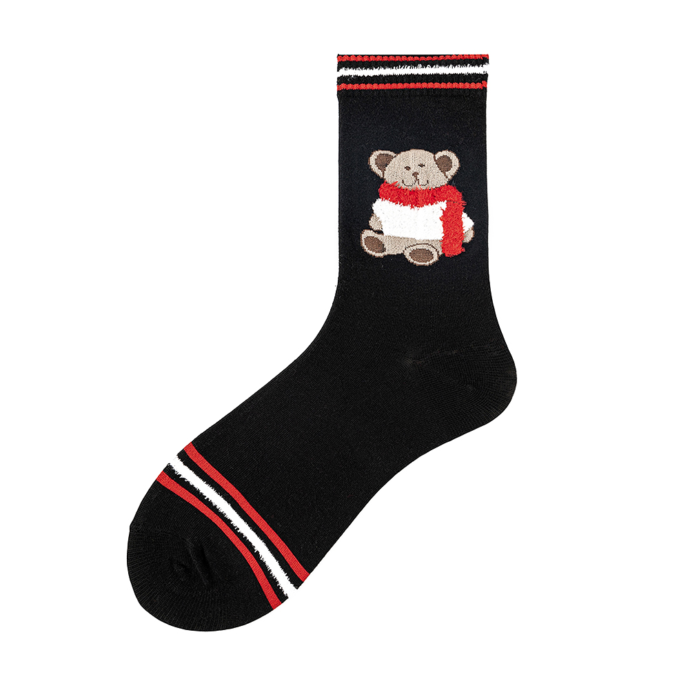 

Cute Bear Print Cotton Pile Heap Socks Adult Breathable Calf Length Socks, 501 Original