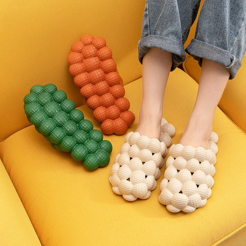 Fujin Slippers Women's Summer New Cool Bubble Slippers Shoes Fashion Slides Breathable 2021 Home Massage Foot Bed Slippers Men