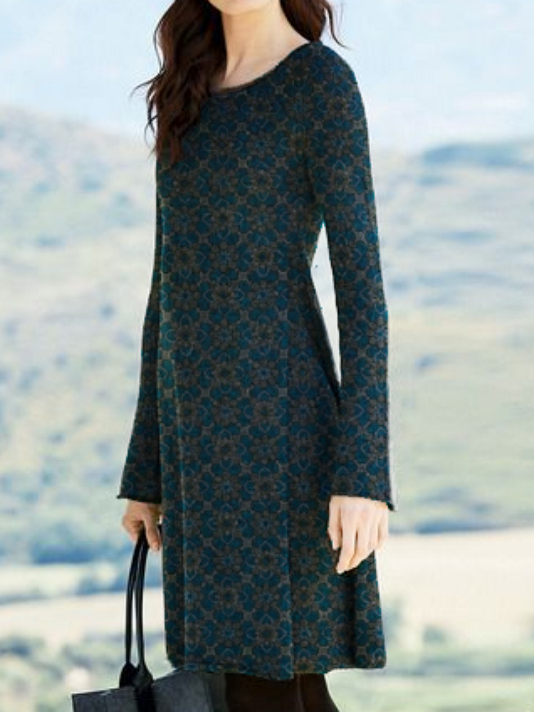 Plus size Printed Long Sleeve Knitting Dress