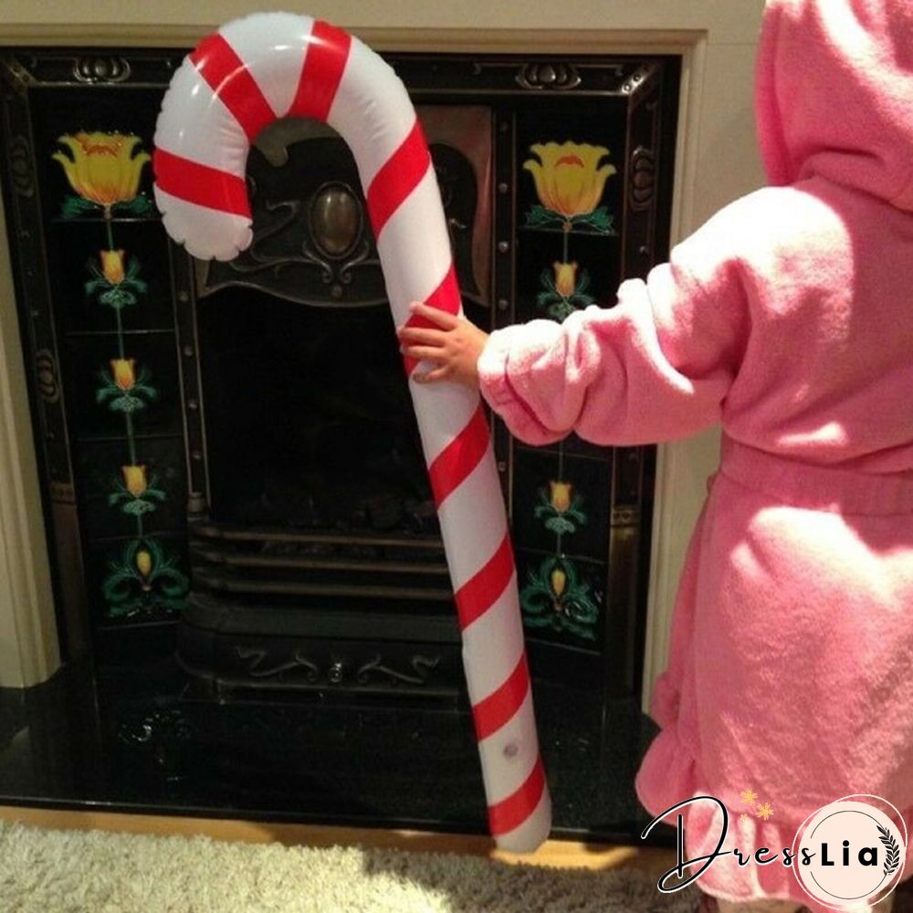 90cm Giant Inflatable Candy Cane Stick Blow Up Toy Boy Girl Christmas Stocking Filler PVC Air-filled Toys Xmas Home Decor Gifts