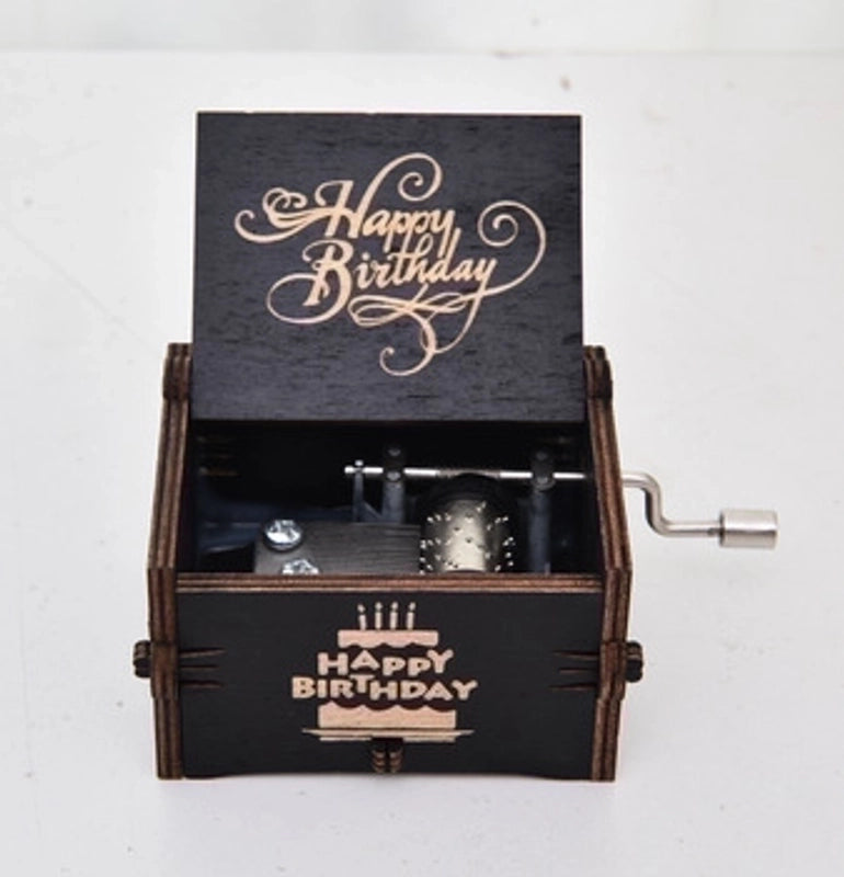 Happy Birthday Creative Painted Wooden Hand-cranked Simple Modern Music Box