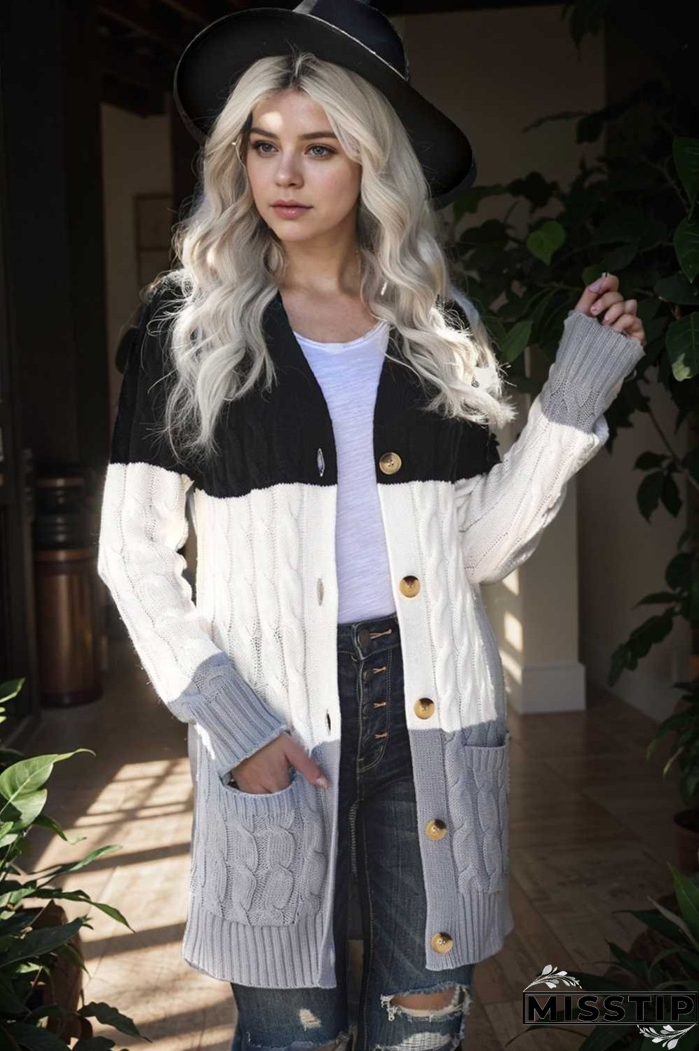 cozy cable knit button front long sleeve cardigan