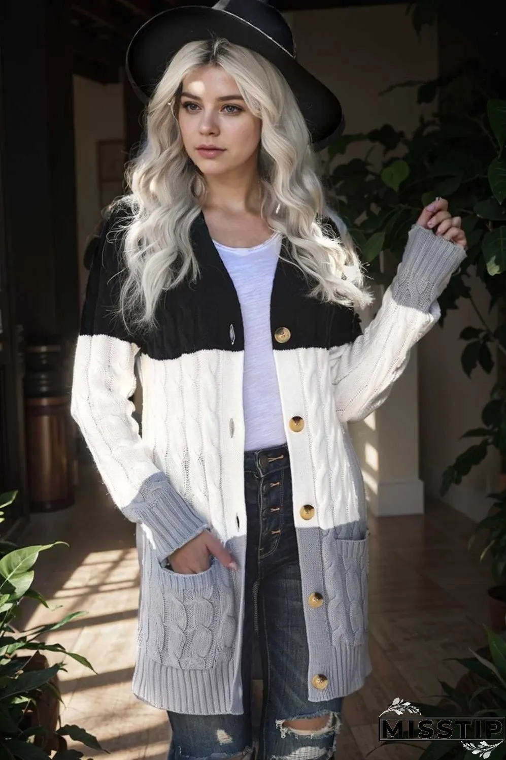 cozy cable knit button front long sleeve cardigan