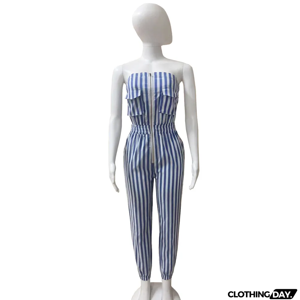 Ladies Striped Bandeau Jumpsuit