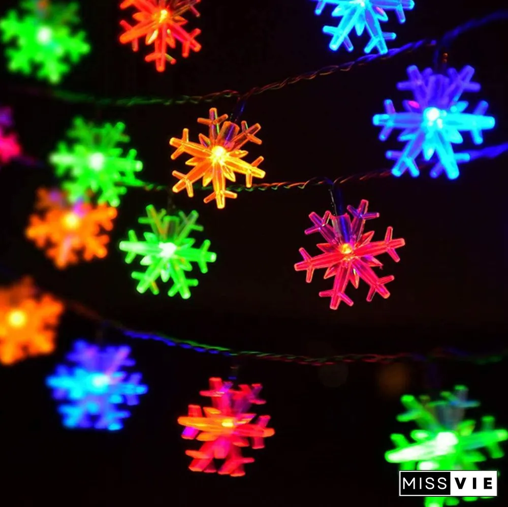 Battery Operated Snowflake Fairy String Lights For Indoor Outdoor Home Bedroom Patio Room