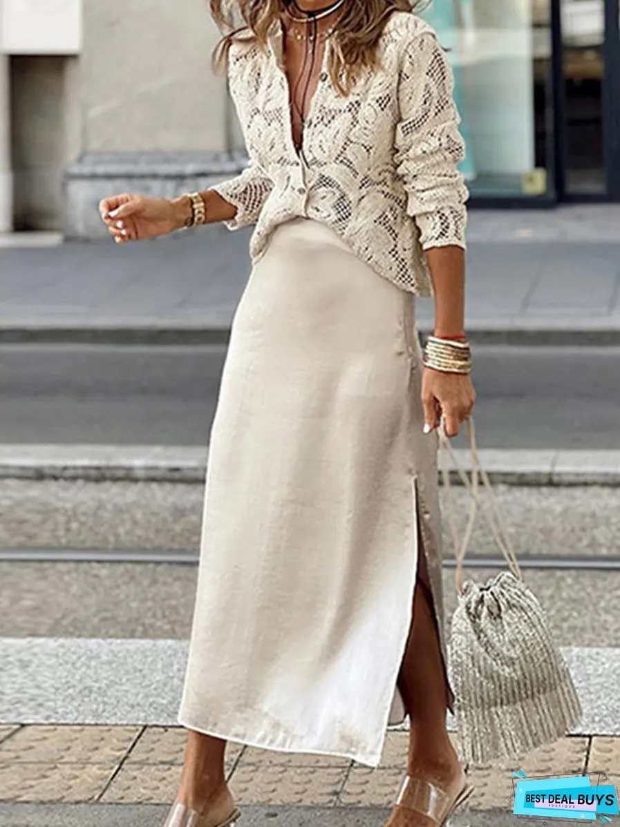 Fashion Hollow Long Sleeve Knitted Cardigan