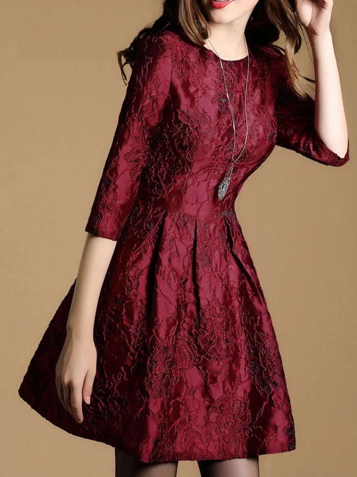 Fashion Long Sleeve Jacquard Dress