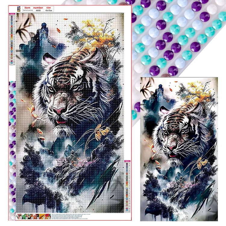 Tiger In The Mountains 40*70CM (Canvas) Full Round Drill Diamond Painting gbfke