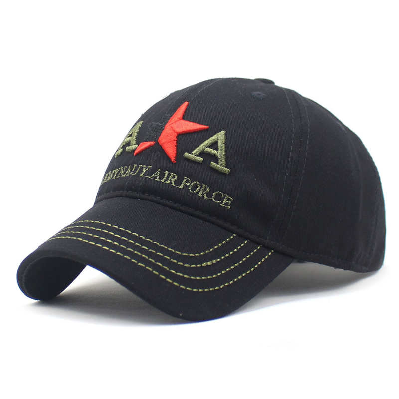Embroidered Military Cotton Flat Top Cap