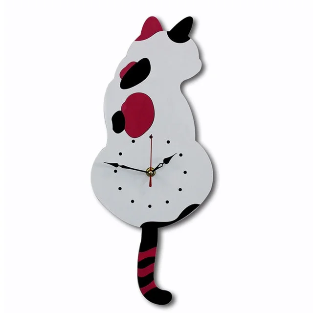 Cat Wall Clock With Swinging Tail
