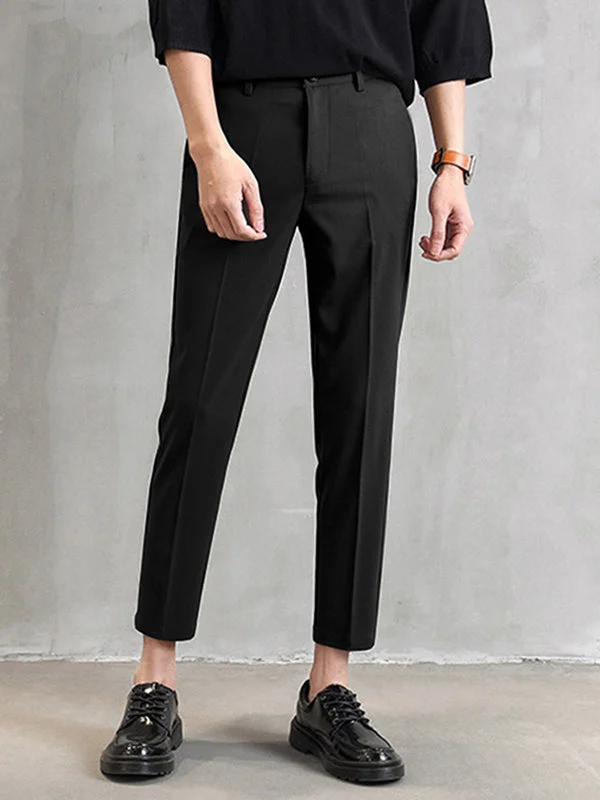 Mens Solid Cropped Tailored Pants SKUJ89285