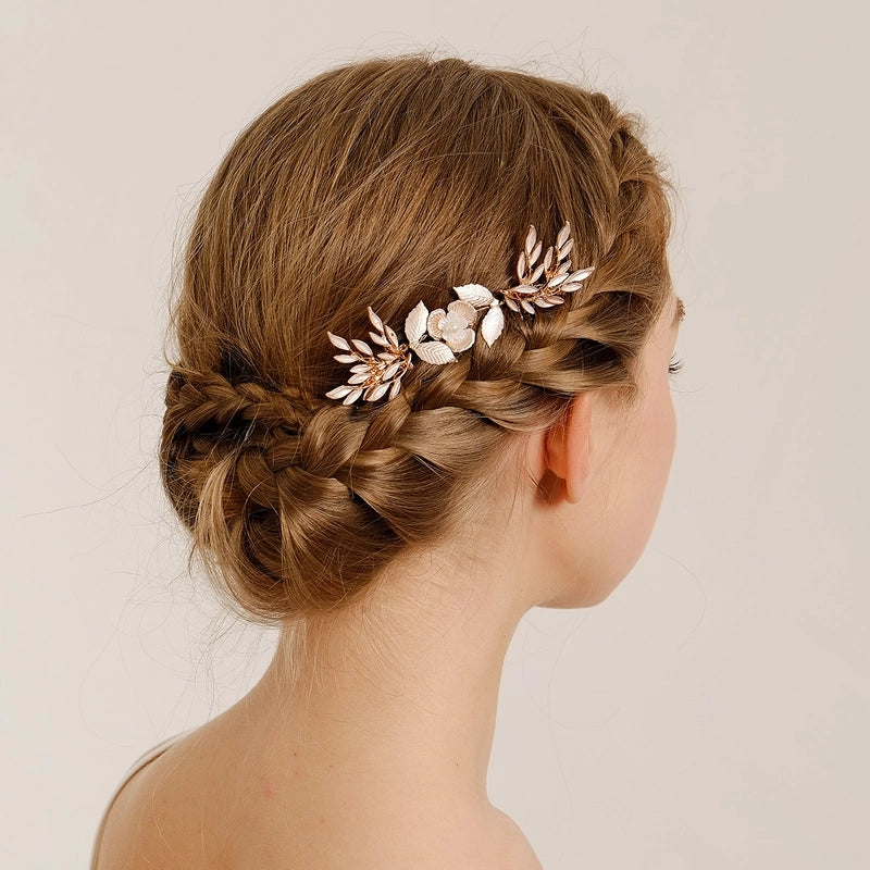 Elegant Bridal Women’s Flower Alloy Diamond Insert Comb